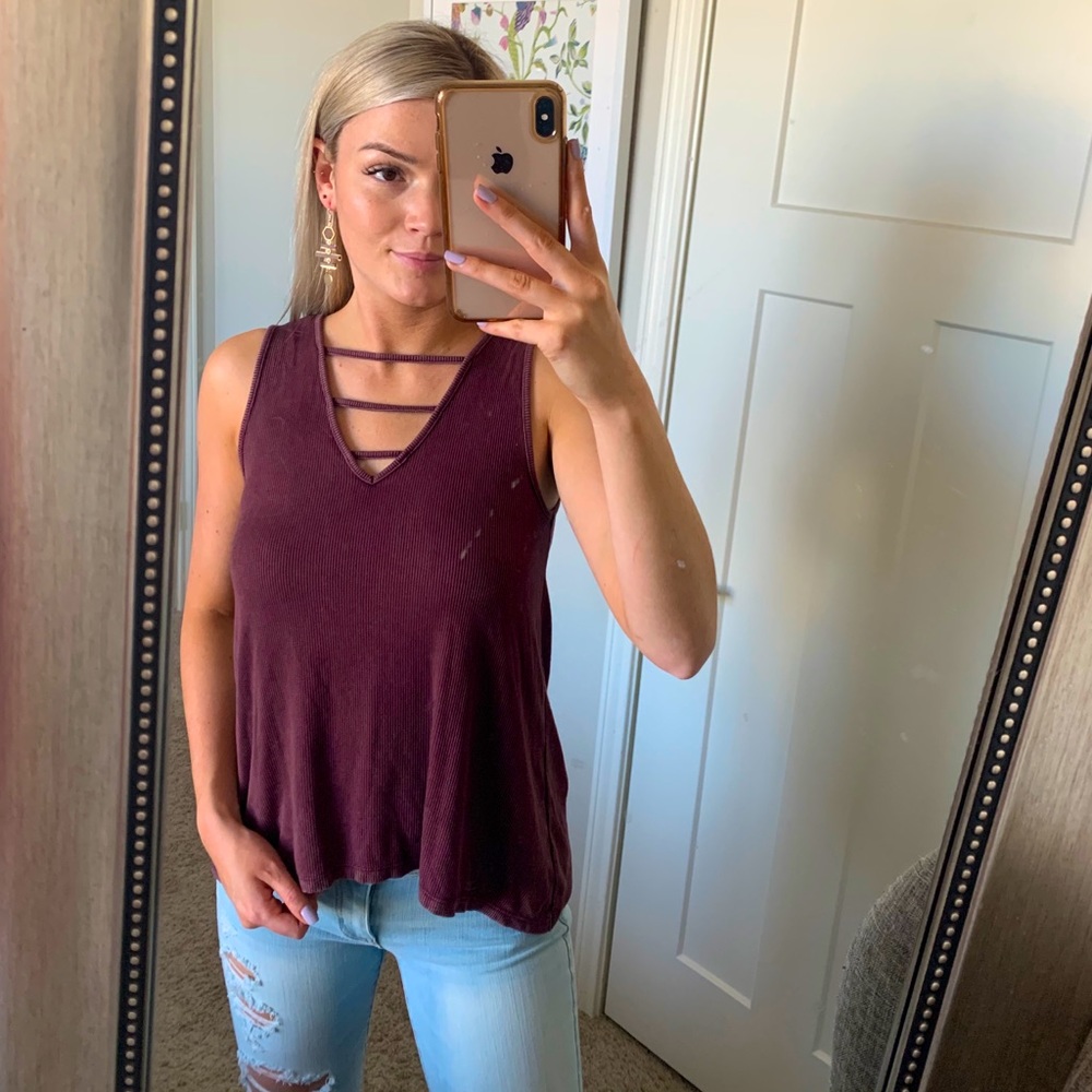 Burgundy American Eagle tunic top